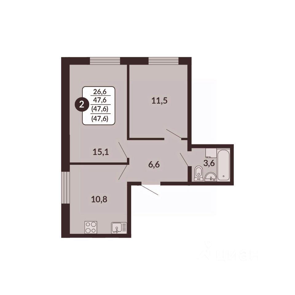 планировка квартиры 48 м2